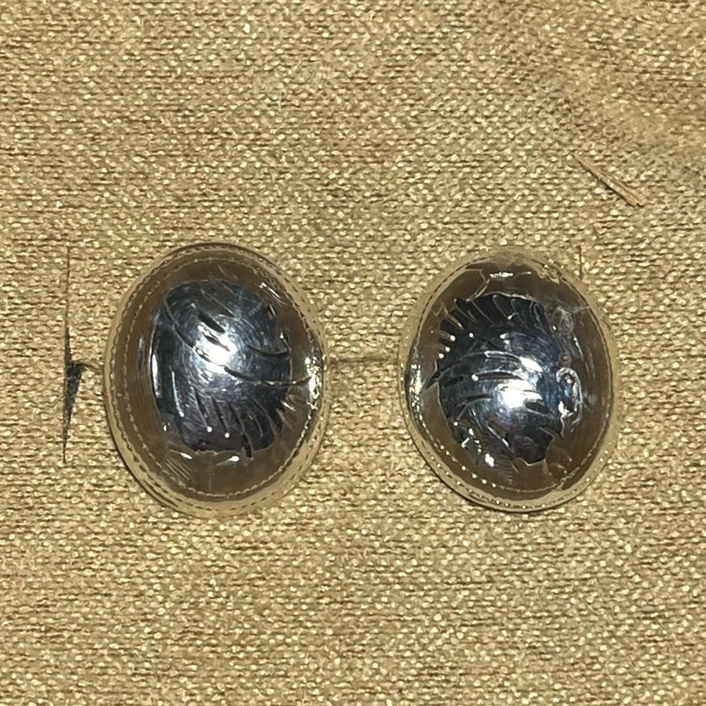 Sterling Silver Oval Button Earrings